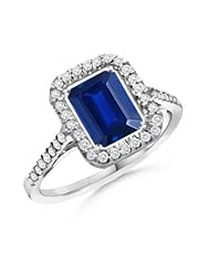 Emerald Cut Sapphire Round Diamond Vintage Ring - Made In USA