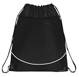 Deluxe Cinch Drawstring Two Tone Backpack Bookpack Bag, Black