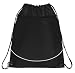 Deluxe Cinch Drawstring Two Tone Backpack Bookpack Bag, Black