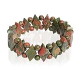 10 MM Unakite Gemstone Stretch Charm Bracelet
