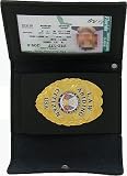 Black Leather Police ID & Badge Holder