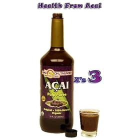 3 Bottles ~ AMAZON THUNDER ~ 100% Organic Acai Berry Fruit Pulp Puree JUICE ~ Top Superfood & Poweful Antioxidant ~ SAVE on 3!!!!
