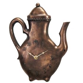 New Haven N90211HWCC 10-3/4 by 8-1/2 by 2-Inch Copper Beaded Tea Pot Clock