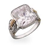 Emerald Cut Diamond CZ Intricate Design Sterling Silver Ring