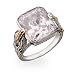 Emerald Cut Diamond CZ Intricate Design Sterling Silver Ring