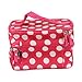 Icon Double Layer Dots Pattern Travel Toiletry Cosmetic Bag Makeup Organizer Travel Case With Mirror