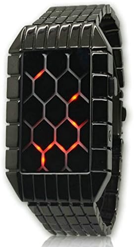 BestWatch® Fashion Men Women Iron Samurai Metal Red LED Bracelet Watches Stainless Steel Sports Wristwatch