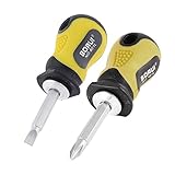 uxcell　ハンディツール　ブラック　イエロー　滑り止めグリップ　双方向　マイナスプラスドライバー　2個入り
