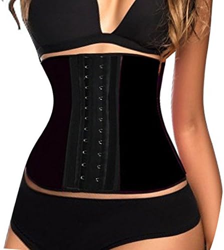 VOLALO Women's Waist Trainer Workout Latex Waist Cincher Classic 3 Hooks