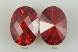 25mm faceted CZ cubic zirconia oval pendant red