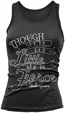 TheFitnessTeeCo Women's Though She Be But Little She Is Fierce Tank Top Medium Black/White