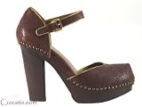 Prada Women's Brown Stitched Wood Clog Heels Shoes
