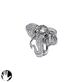 SG Paris Ring Adjustable Lead Free Antic Rhodium Jet Noir/Jet Ring Ring Adjustable Glass Winter Women Retro Glam Fashion Jewelry / Hair Accessories Elephant