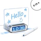 ENHANCE 4 Port USB Hub Glowing Memo Board Alarm Clock w/ Temperature Sensor for HTC ONE , DNA , First / LG Optimus G Pro / Motorola RAZR MAXX HD / Nokia Lumia 920 , 822 / Sony Xperia Z , P and More! - Includes Cardreader