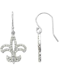 1/2 ct tw Diamond Fleur-De-Lis Earrings in 14K White Gold
