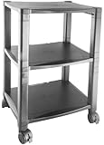 Kantek 3-Shelf Desk Side Mobile Printer Stand with Organizing Drawer, 17 x 13.25 x 24.5 Inches, Black (PS540)