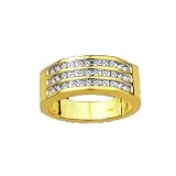 Nice Men's Big Genuine Diamond Yellow Gold Ring / Band 0.50ctw