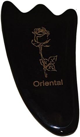 Gua Sha Scraping Massage Tool + Ultra Smooth Edge + 100% Hand Made Buffalo Horn Guasha Board - Highest Quality + GREAT Tools for Graston SPA Acupuncture Therapy Trigger Point Treatment on Face