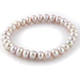 Single Strand Elasticized Pink Rose Fresh Water Pearl Bracelet