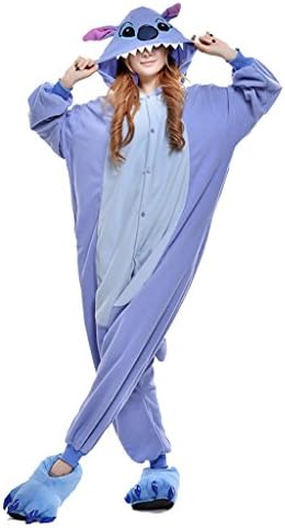 MCandy Unisex Adult Stich Cartoon Onesies Pajamas Halloween Costume S
