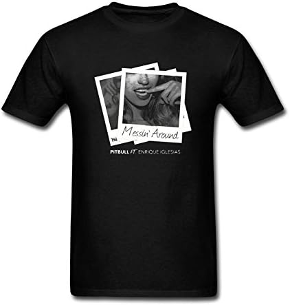 MixicQT Men's Pitbull Enrique Iglesias Messin' Around T-shirts Size M Black