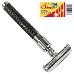 Parker 92R Ultra Heavyweight Butterfly Open Double Edge Safety Razor & 10 Shark Super Chrome Blades