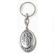 Saint Benedict Medal Key Chain - 1.5" Height - Silvertone - Made in Italy