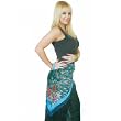 Burnout Turquoise Velvet Peackock Scarf