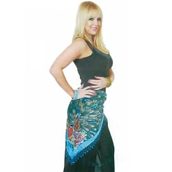 Burnout Turquoise Velvet Peackock Scarf