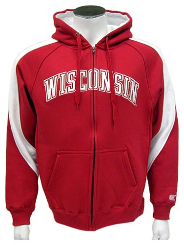 Buy Wisconsin Badgers Mens Varsity Full Zip Fleece Hoodie by Colosseum Athletics