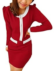 Long Sleeves Polyester Above the Knee Round Neck Mother-of-the-Bride Dress 