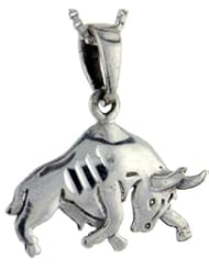 Sterling Silver Bull Pendant, 1 inch tall