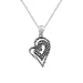 Sterling Silver Marcasite Double Open Hearts Pendant Necklace, 18