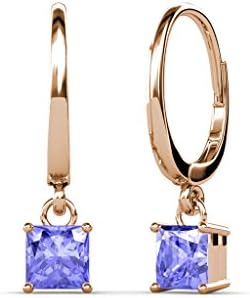 Tanzanite Four Prong Solitaire Dangling Earrings 1.90 ct tw in 14K Rose Gold