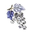 Diamante Grape Crystal Brooch Pin - Blue