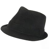 Linen Cotton Summer Woven Fedora Trilby Hat Black L/XL