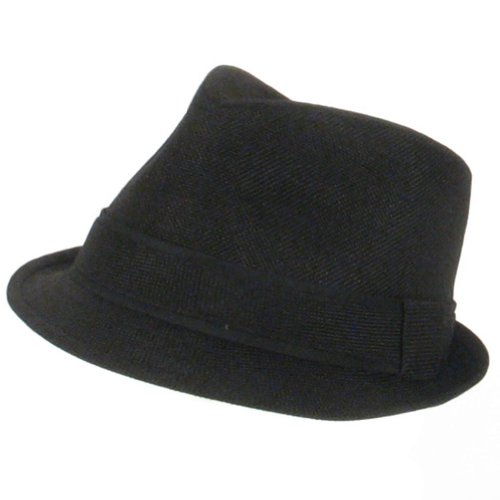 Linen Cotton Summer Woven Fedora Trilby Hat Black L/XL