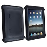 Black Otterbox Defender Case + White USB Car Charger Adapter + White USB Travel Charger Adapter + Mirror Screen Protector for Apple iPad