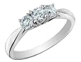 Diamond Engagement Ring and Three Stone Anniversary Ring 1/2 Carat (ctw) in 14K White Gold