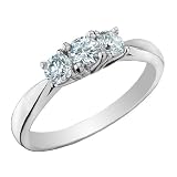 Diamond Engagement Ring and Three Stone Anniversary Ring 1/2 Carat (ctw) in 14K White Gold