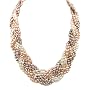 Peach, Mauve and White Freshwater Cultured Pearl Braided 9-Row Necklace with Sterling Silver Extender Clasp