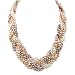 Peach, Mauve & White Freshwater Cultured Pearl Braided 9-Row Necklace w/ Sterling Silver Extender Clasp