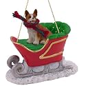 WELSH CORGI Pembroke Dog rides on a SLEIGH Christmas Ornament SLD51A
