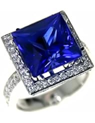 18K White Gold Tanzanite and Diamond Ring -- LIFETIME WARRANTY