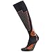 Pure Athlete High Performance Wool Ski Socks - Thermal Warm Merino Wool OTC Sock, Men Women (1 Pair - Black/Grey/Orange, Small)
