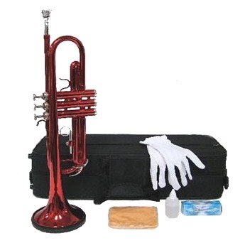 RUGERI B FLAT RED LACQUER - PLATED TRUMPET WITH CARRYING CASE + MOUTHPIECE + VALVE OIL + GLOVES