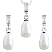 Tressa Sterling Silver Cubic Zirconia Drop Faux Pearl Set