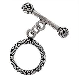 Sterling Silver Filigree Heavy Round Toggle Clasp 17mm (1)