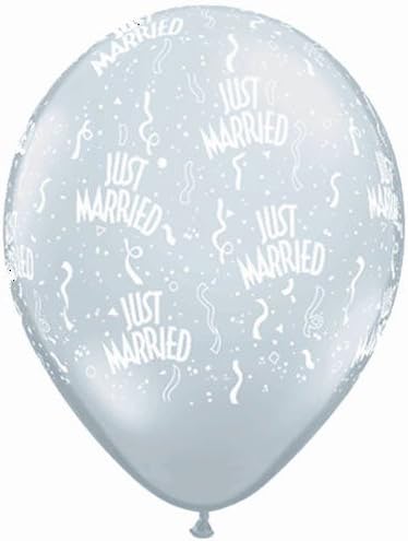 (12) "Just Married" 11" Latex Balloons Clear w/ White Print