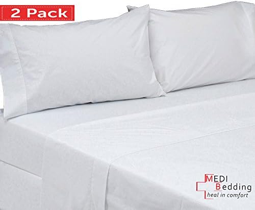 2 Pack Flat Sheets White - Twin Size 66x104 - Super Silky Soft High GSM - Hypoallergenic Wrinkle Free - For Hospitals, Nursing Homes, College Dorm Rooms, and Personal Use - By MEDI Bedding